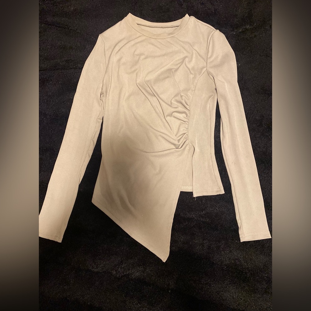SHEIN light green Asymmetrical Long Sleeve Blouse
